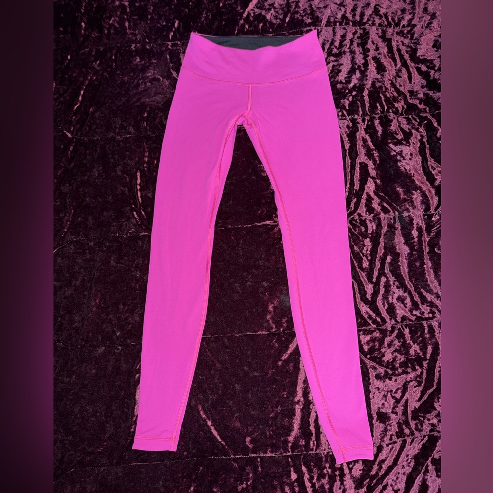 Lululemon Wunder Under Luon Reversible Leggings Black & Raspberry Pink Size 6 - Picture 6 of 7